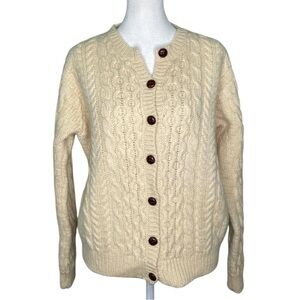 L.L. Bean Cream Cable Knit Button-Up Cardigan
